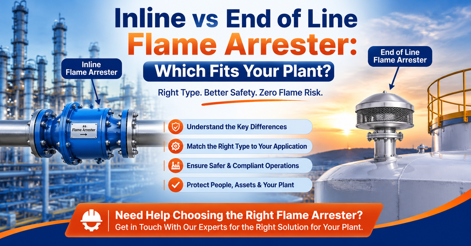 Inline vs End of Line Flame Arrester: Which Fits Your Plant?