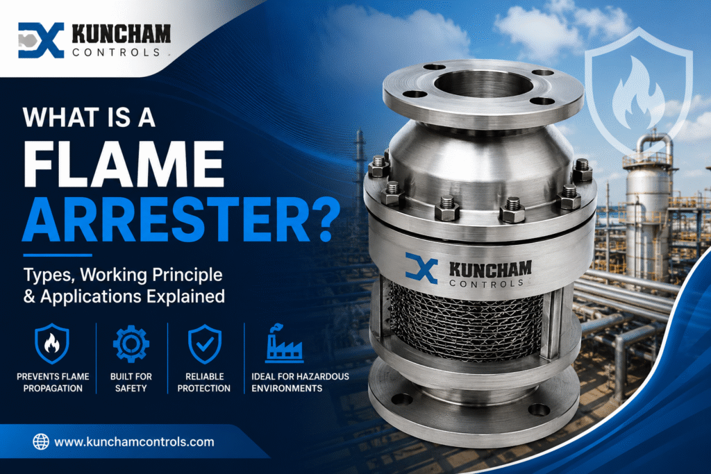 Flame arrester types, working principle and applications by Kuncham Controls